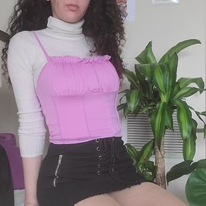 Bustier style crop top with ruched bust